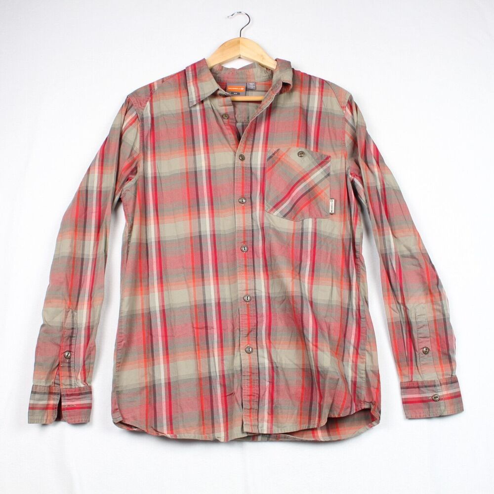 Merrell Flannel Shirt Sz M Red Plaid‎ Long Sleeve Button-Up Outdoors READ